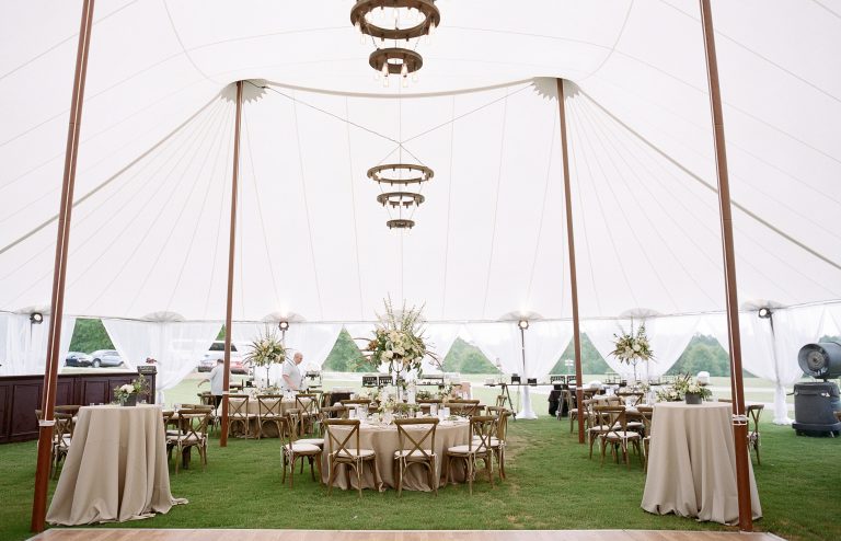 Wedding setup under a large tent