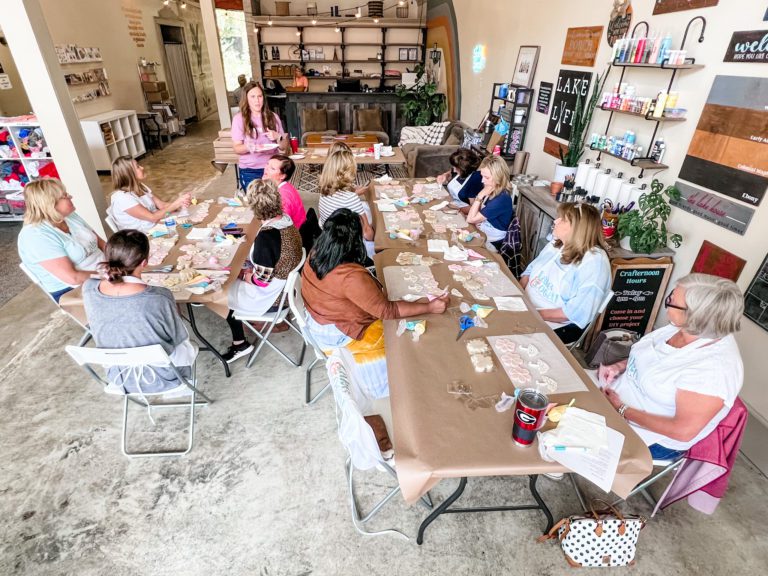 a group of women crafting at Lake & Local